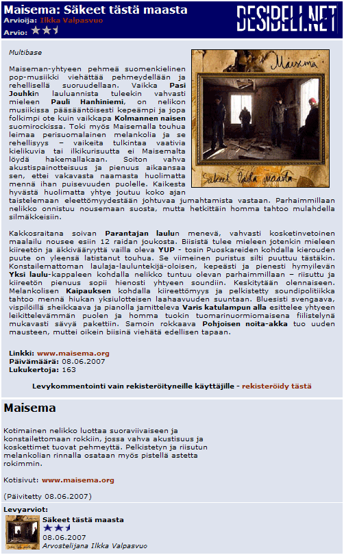 Maiseman levy: Skeet tst maasta. Arvostelu: desibeli.net