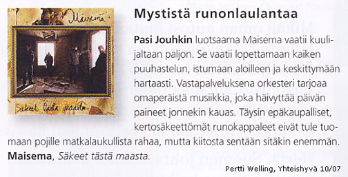 Maisema yhtyeen levyn "Säkeet tästä maasta" arvostelu Yhteishyvä Maisema yhtyeen levyn "Säkeet tästä maasta" arvostelu Yhteishyvä